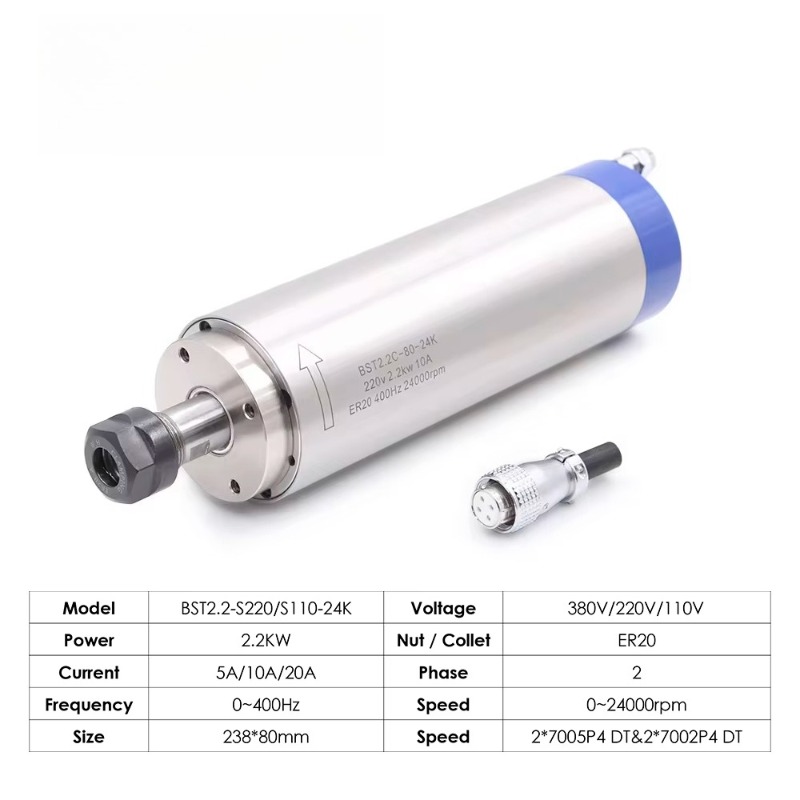 2.2kW ER20 수냉식 스핀들 모터, 80*230m - Cnc Spindle Motor 리뷰 및 가격