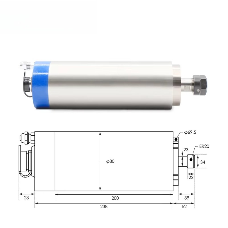 2.2kW ER20 수냉식 스핀들 모터, 80*230m - Cnc Spindle Motor 리뷰 및 가격